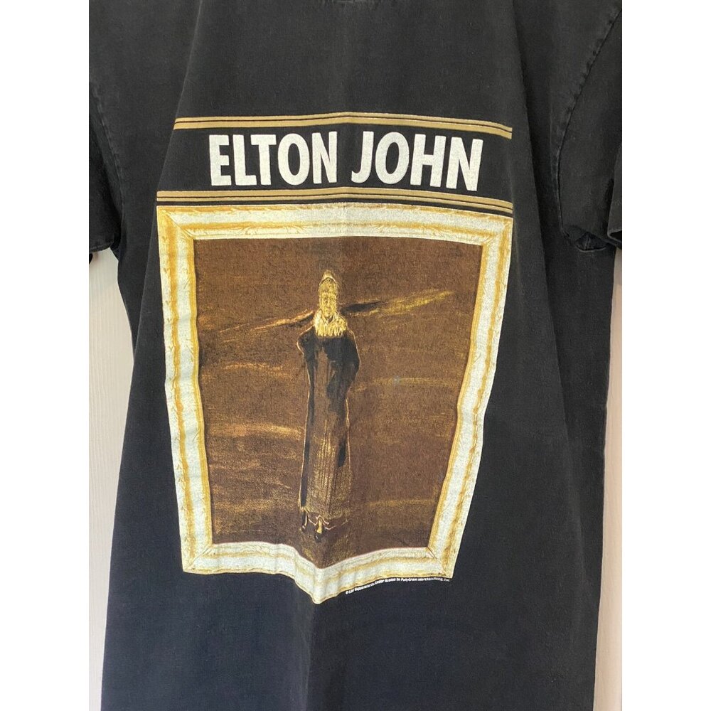 Vintage 1997 Elton John Big Picture Tour T-Shirt Adult M Black PolyGram Diva Pro - Picture 9 of 13
